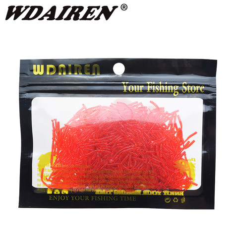 200pcs Red Worms Soft Bait Shrimp odor Smell Silicone Artificial