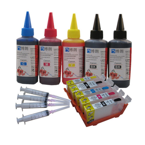 For CANON  IP3600 IP4600 IP4700 MX860 MX870 MP540 MP550 MP560 MP620 MP630 MP640 refillable ink cartridge+ 5 Color Dye Ink 500ml ► Photo 1/6