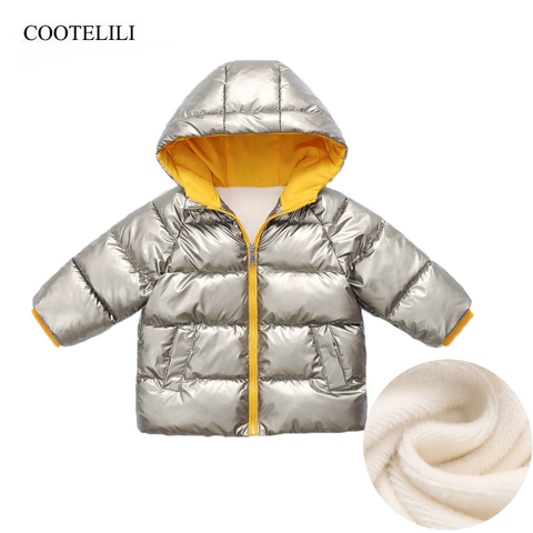 COOTELILI Warm Silver Kids Fleece  Jacket For Boys Girls Velvet Winter Outerwear & Coats Casual Baby Boys Parkas Clothes ► Photo 1/6