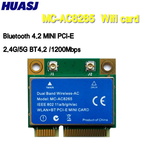 HUASJ New Dual Band Wireless-AC 8265 Intel 8265HMW 2.4G/5Ghz 802.11ac 867Mbps Bluetooth 4.2 8265AC MINI PCI-E WIFI wireless Card ► Photo 1/3