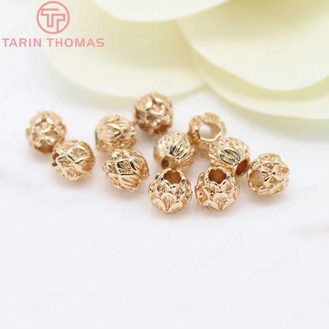 10PCS 6x5MM 24K Champagne Gold Color Plated Brass Lotus Spacer Beads Bracelet Beads High Quality Diy Jewelry Accessories ► Photo 1/3