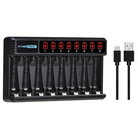 AA AAA Battery Charger 8 Slots Fast Charge with LCD Display for AA AAA Ni-MH Rechargeable Batteries ► Photo 1/1