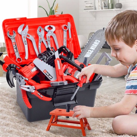 Children's Toolbox Engineer Simulation Repair Tools Pretend Toy Electric Drill Screwdriver Tool Kit Play Toy Set for Kids Gift ► Photo 1/6