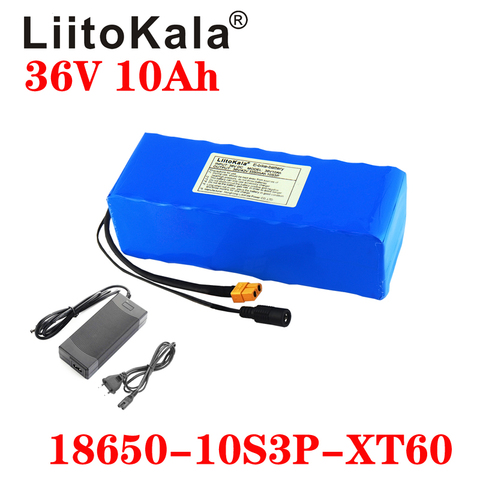 LiitoKala 36V 10S3P 10Ah 500W High power capacity 42V 18650 lithium battery pack ebike electric car bicycle motor scooter BMS ► Photo 1/6