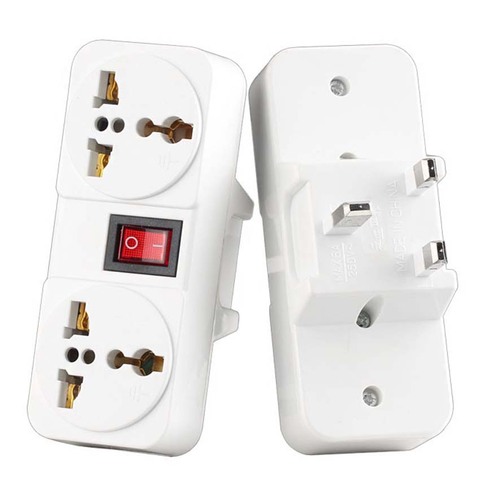 White Portable Universal Wall socket EU US UK extension socket 250V 6A 10A 125V power converter plug Adapter with on off switch ► Photo 1/6