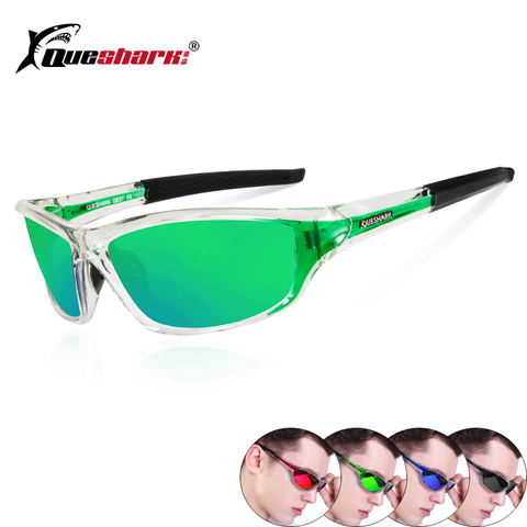 QUESHARK Polarized Fishing Sunglasses Men Sports Transparent Frame