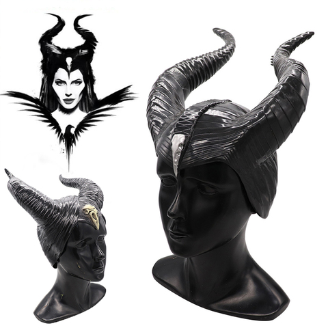 Maleficent Witch Horns Hat Cosplay Headgear Horns Hat Black Queen Halloween Party Mask ► Photo 1/6