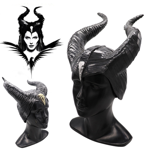 Maleficent Witch Horns Hat Cosplay Headgear Horns Hat Black Queen Halloween Party Mask ► Photo 1/6
