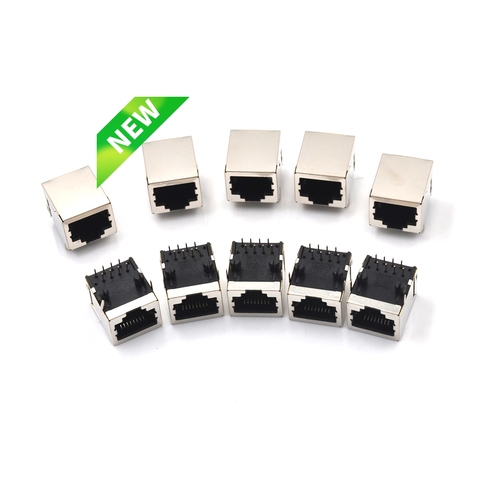 10Pcs/set RJ45 Network Ethernet 8P 8C Female Socket Connectors 8Pin PCB Mount RJ45 8P8C Single Network Port ► Photo 1/6