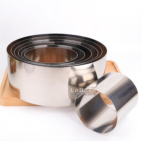 10cm height 4, 5, 6, 7, 8, 9, 10 inches smooth round circle 304 stainless steel mousse ring mold layer wedding cake molds DIY ► Photo 1/6