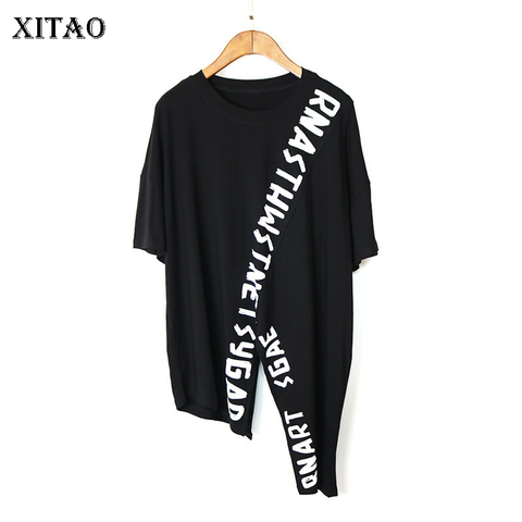 XITAO Irregular Letter T Shirt Fashion New Women Pullover Goddess Fan Print Patchwork Elegant Casual Style Loose Tee XJ4820 ► Photo 1/6