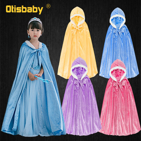 Winter Girls Velvet Princess Long Cloak Fancy Fairy Cinderella Belle Aurora Rapunzel Kids Floor Length Corduroy Hooded Cape ► Photo 1/5