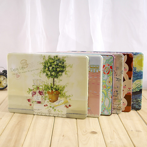 Creative large square exquisite pattern A4 paper dedicated storage iron box file certificate receipt storage finishing box ► Photo 1/4