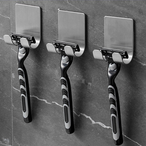 Shaving Razor Holder Shower Stainless Steel Bathroom Wall Razor Rack Men Shaver Shelf Hanger Kitchen Adhesive Storage Hook ► Photo 1/6