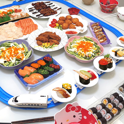 Household Mini Conveyor Belt Sushi Toy Train Electric Track Conveyor Belt Rotating Table ► Photo 1/6