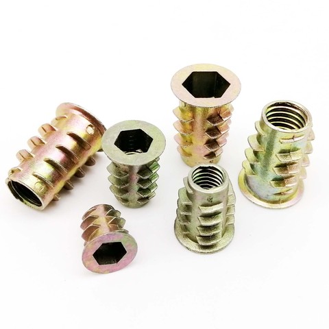 20X M4 M5 M6 M8 Metal Hexagon Hex Socket Head Embedded Insert Nut E-Nut for Wood Furniture Inside and Outside Thread Zinc-alloy ► Photo 1/6