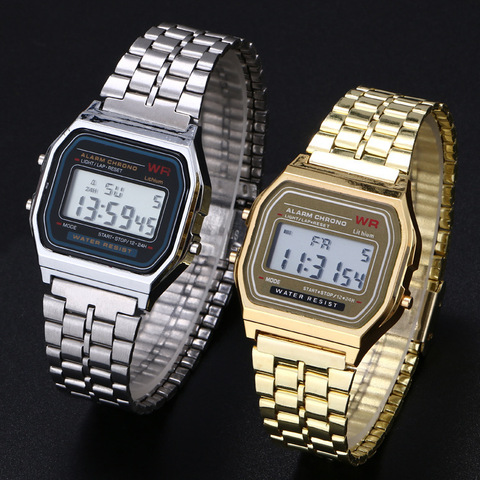 Women Men Unisex Watch Gold Silver Black Vintage LED Digital Sports Military Wristwatches Electronic Digital Present Gift Male ► Photo 1/6