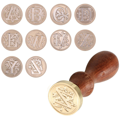 Retro 26 Letter A - Z Wax Seal Stamp Alphabet Letter Retro Wood Stamp Kits  Replace Copper head Hobby Tools Sets Post Decor ► Photo 1/6