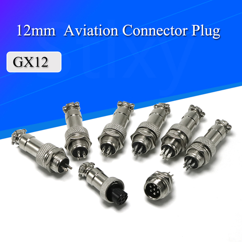 1set GX12 2/3/4/5/6/7 Pin Male + Female 12mm Wire Panel Connector Aviation Connector Plug Circular Socket Plug with Cap Lid ► Photo 1/6