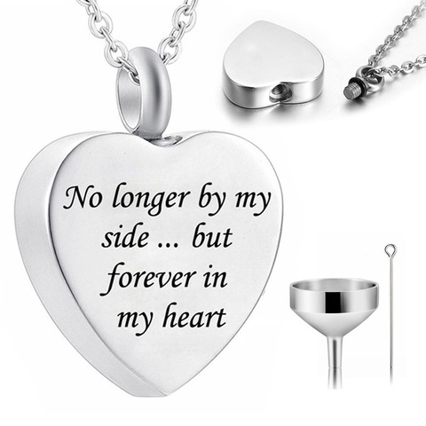 No longer by My Side But forever in My Heart Cremation Urns for Ashes Heart Necklace Stainless Steel Memorial Keepsake Jewelry ► Photo 1/6