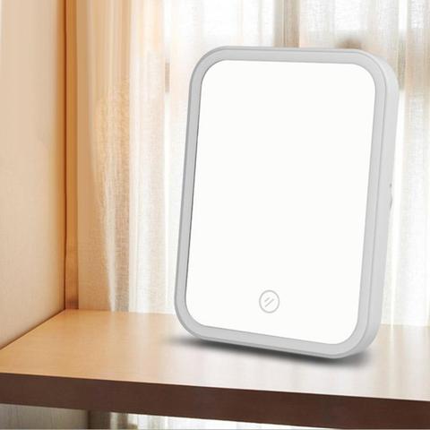 Professional Portable LED Lighted Touch Dimmer Brightness Square Table Makeup Mirror Switch Battery Operated Stand Cosmetic Tool ► Photo 1/6