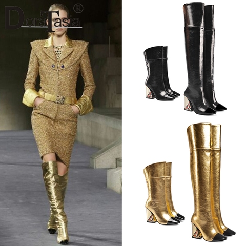 DORATASIA New Luxury Brand Over The Knee Boots Ladies Thigh High Boots Women 2022 Runway Show High Heels Shoes Woman 33-43 ► Photo 1/6