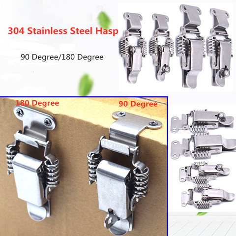90/180 Degree Hasp 304 Stainless Steel Double Spring Loaded Suitcase Chest Tool Box Locking Hardware Toggle Latch Hasp Buckle ► Photo 1/5