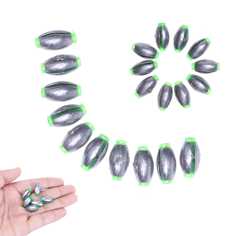 10Pcs Lead Weight Fishing Lead Sinker Mould Olive Shaped Middle Pass Removable Split Lead Shot Sinkers 1.5/2/3/4/5/6/8/10/15g ► Photo 1/6