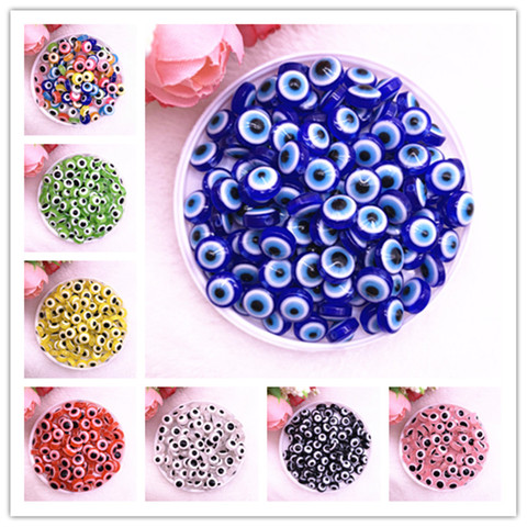 NEW 50PCS 8/10mm Oval Beads Evil Eye Resin Spacer Beads for Jewelry Making DIY Bracelet Beads ► Photo 1/6