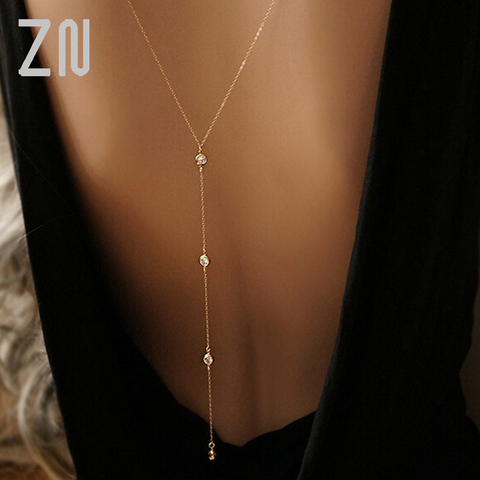 Women Boho Gold  Beach Bikini Bib Crystal Wedding Summer Dress Backdrop Back Necklace Jewelry ► Photo 1/6