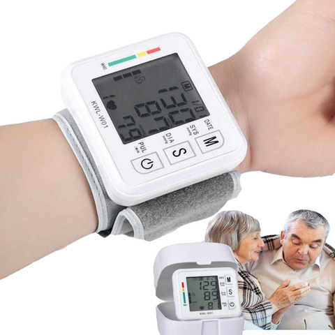 Monitor Sphygmomanometer Automatic digital wrist blood pressure Meter Heart Beat Rate Pulse monitor Tonometer pulsometer machine ► Photo 1/6