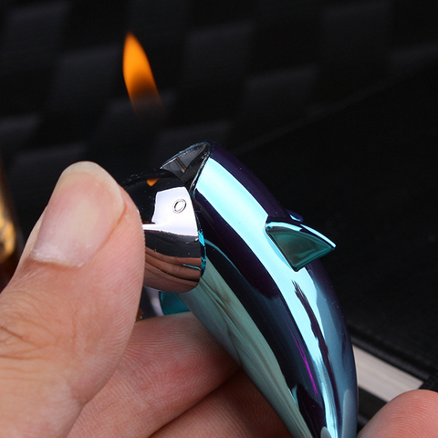 With Keychain Dolphin Electronic Lighter Torch Turbo Lighter Cigarettes Lighters Gas Lighter Metal lighters smoking accessories ► Photo 1/6