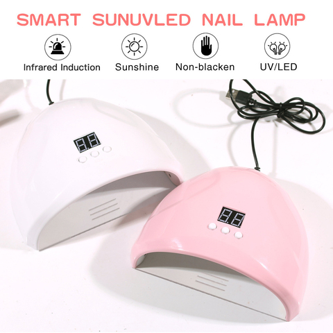 24W Intelligent UV Gel Nail Polish Lamp LED Nail Lamp For Manicure Design 30/60/90 3 Gear Quick Drying Timer Inductive Lamp  USB ► Photo 1/6