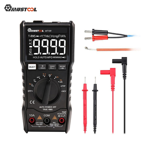 MUSTOOL MT109 Portable 9999 Counts True RMS Multimeter AC DC Voltage Current NCV Temperature Tester Auto Range Backlight ► Photo 1/6