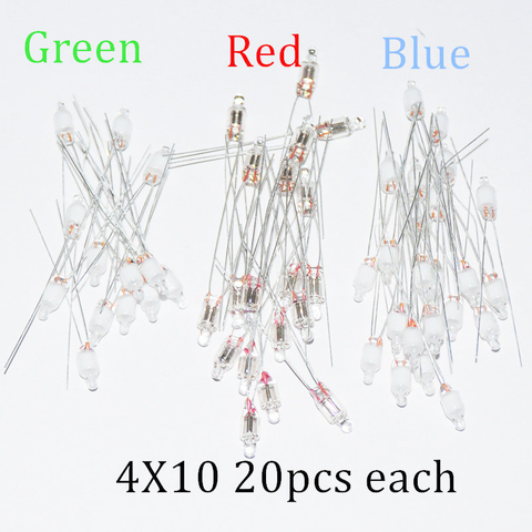 Red, blue, and green 20 bags each 4x10mm standard miniature neon light indicator neon light bulb indicator ► Photo 1/5