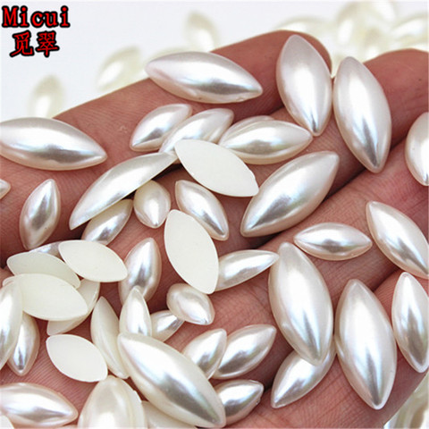 Micui 5*10/6*12/7*15/9*20mm Horse Eye ABS Imitation Pearls Half Beads Flatback For Jewelry Making Clothes Decoration MC209 ► Photo 1/6