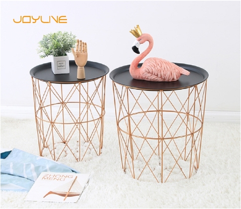 JOYLIVE Minimalist Furniture Computer TV Tray Metal Coffee Table Living Room Sofa Side Table Storage Basket Console Table ► Photo 1/6