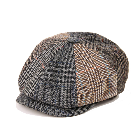 New Plaid Newsboy Caps Men Fashion Wool Stitching Flat Cap Autumn Winter Men Woman Vintage Painter Octagonal Hats BLM118 ► Photo 1/6