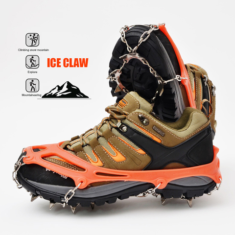 1 Pair 13 Teeth Ice Gripper Spike for Shoes Anti Slip Hiking Climbing Snow Spikes Crampons Cleats Chain Claws Grips Boots Cover ► Photo 1/6