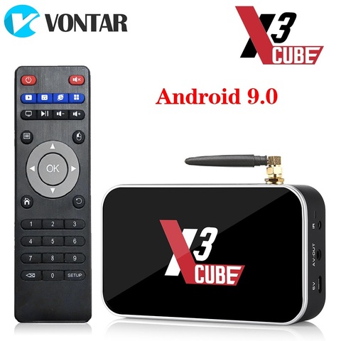 Android 9.0 Smart TV Box X3 cube S905X3 2GB 16GB DDR4 Amlogic X3 Pro 4GB RAM 32GB Media Player X3 Plus 4G 64GDual WiFi PK X2 Pro ► Photo 1/6