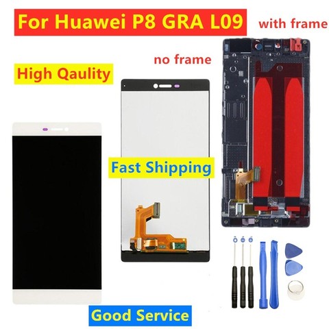 Tested For Huawei P8 LCD Display Touch Screen with Frame For HUAWEI P8 GRA L09 GRA-UL00 LCD Display Screen Replacement Parts ► Photo 1/4