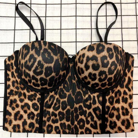 2022 New Women Camisole Top Leopard Printing Stretch Crop Top Bustier Bra Night Club Party Tank Tops Female Top With Steel Ring ► Photo 1/5