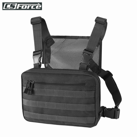 Fashion Nylon Chest Bag Black Hip Hop Vest Outdoor Functional Tactical Harness  Chest Bag 