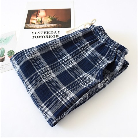 Lovers Plaid Pants Double Layer Pajamas Cotton Gauze Sleepwear Pijamas Men Bathrobe Nightwear Women Pyjamas Home Clothes ► Photo 1/6