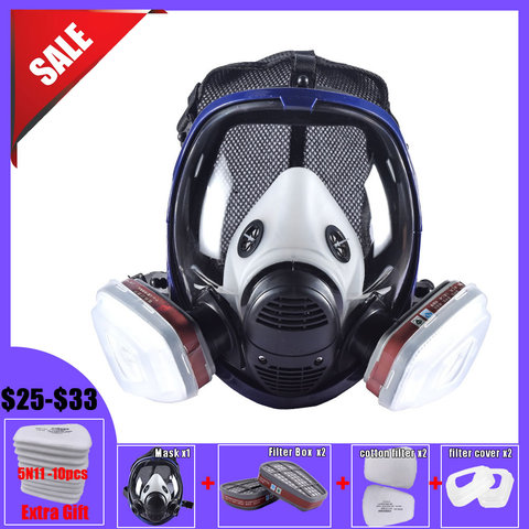 New Industrial 7-In-1 6800 Full Gas Mask Respirator With Filtering Cartridge For Painting Spraying Similar For 3M 6800 ► Photo 1/6