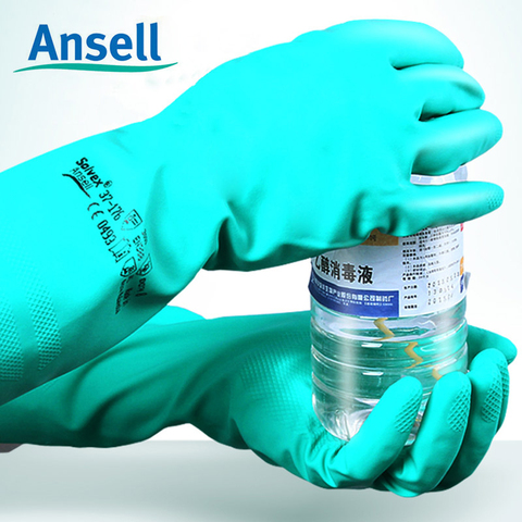 Ansell Chemical Resist Work Gloves Nitrile Rubber Acid And Alkali Resistant Waterproof Anti-Skid Gloves Industrial Laboratory ► Photo 1/6