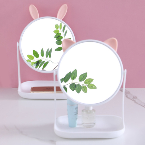 Folding Makeup Mirror Without Light no LED Mirror Princess Mirror Cute rabbit ears Table Desk Cosmetic Mirror Vanity Mirror ► Photo 1/6