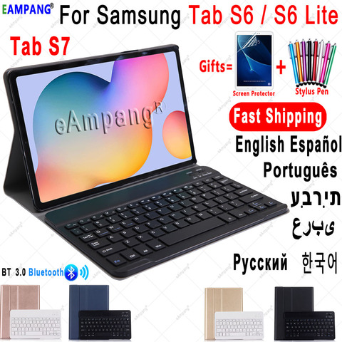 Case for Samsung Galaxy Tab S6 Lite 10.4 Keyboard Case Tab S6 10.5 S7 11 Cover Russian Spanish English Korean Bluetooth Keyboard ► Photo 1/6