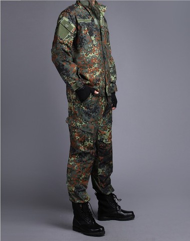 GERMAN ARMY WOODLAND CAMO Suit ACU BDU Military Camouflage Suit Sets CS Combat Tactical Paintball Uniform Jacket & Pants ► Photo 1/6