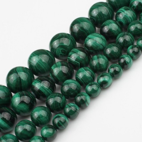 AAA Natural Malachite Round Loose Stone Beads Fit DIY Bracelet Necklace Needlework Beads For Jewelry Making 6 8 10 12 mm 7.5inch ► Photo 1/6